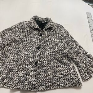 INC International Concepts Black and White Textured Pea Coat